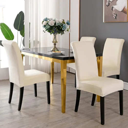 Vista 2 de MIFXIN Fundas para sillas de comedor, paquete de 6 fundas elásticas de terciopelo para sillas de cocina, elásticas, de elastano, lavables, fundas