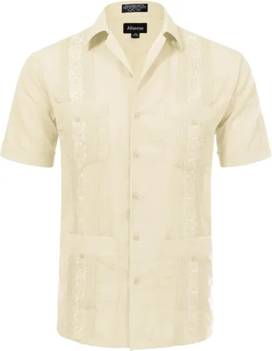 Vista 29 de Allsense - Camisa guayabera cubana de manga corta con botones para hombre