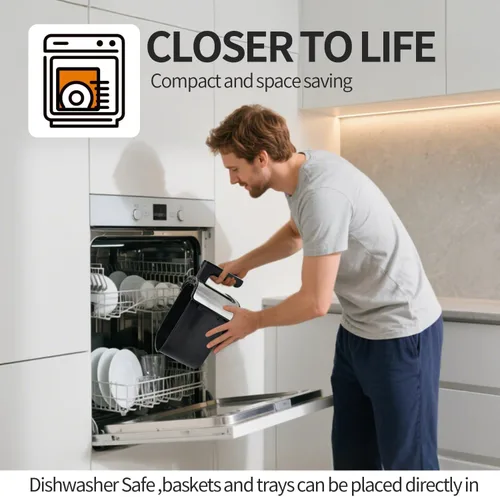 Vista 6 de TomaChef Freidora de aire 10 en 1, 5.3QT compacta sin aceite con ventana visible y canasta apta para lavaplatos, cocina saludable, control digital
