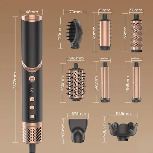 Vista 7 de 8-in-1 Hot Air Styler & Blow Dryer Brush, Ionic Auto-Wrap Curler for Volume