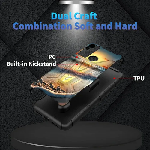 Vista 138 de Funda para AT&T Maestro Max 2021/Cricket Ovation 2 con protector de pantalla de vidrio templado, funda resistente con función atril integrada