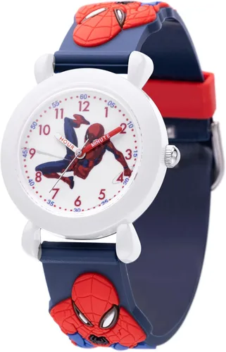 Vista 8 de Marvel Spider-Man Kids' Plastic Time Teacher Analog Quartz Nylon Strap Watch