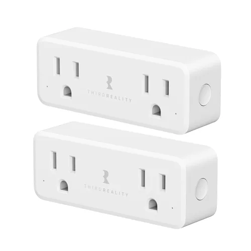 Vista 7 de THIRDREALITY Zigbee - Enchufe dual inteligente, toma inteligente 2 en 1 con control independiente y monitoreo de potencia, repetidor Zigbee