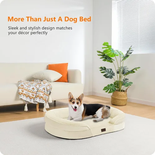 Vista 2 de Sofá ortopédico impermeable para perros medianos, espuma Beige