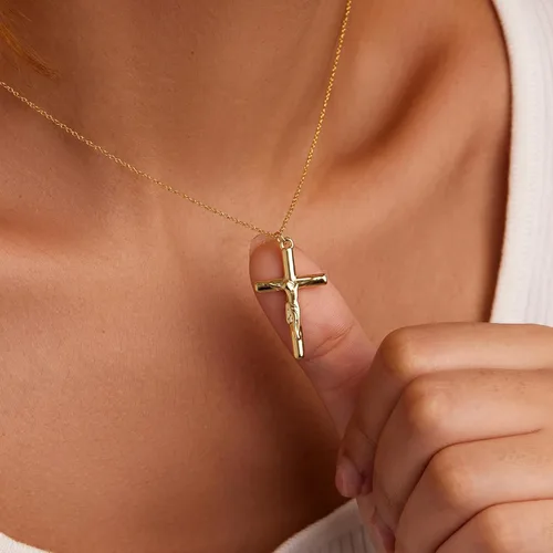 Vista 87 de Collar de cruz para mujeres y niñas, delicado chapado en oro de 14 quilates, gargantilla con dije de cruz que no se deslustra, impermeable, moderno