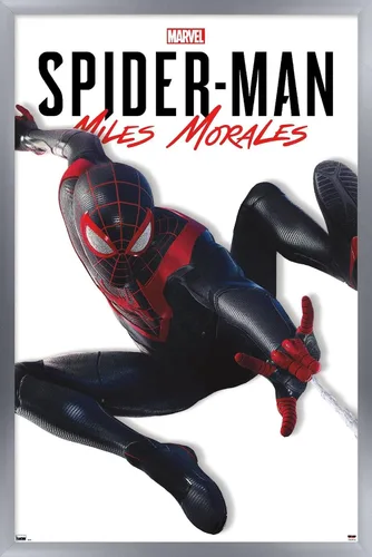 Vista 10 de Trends International Marvel Comics - Póster de pared de la serie Miles Morales, 22.4 pulgadas de largo x 14.7 pulgadas, versión enmarcada de madera
