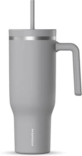 Vista 20 de Hydrapeak Voyager Vaso de 40 oz con Asa y Tapa con Pajita Botella de Agua Reutilizable de Acero Inoxidable Taza de Viaje Compatible con Portavasos
