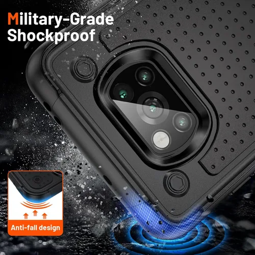 Vista 7 de Jeylly Funda para Xiaomi Poco X3 NFC con protector de pantalla de vidrio templado [2 paquetes], resistente a prueba de golpes, funda protectora