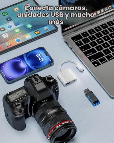 Vista 7 de Adaptador de cámara USB C a USB con puerto de carga PD de 30 W