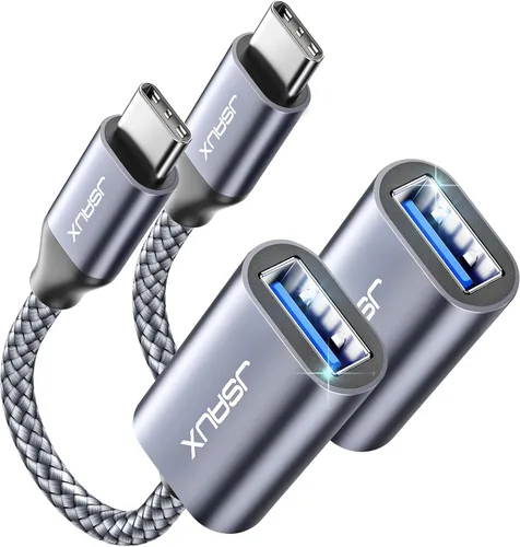 Vista 13 de JSAUX Adaptador USB C a USB 3.0 [2 unidades], USB C macho a USB hembra OTG adaptador compatible con MacBook Pro/Air, iPhone 17 Pro Max/iPhone Negro