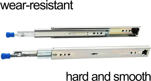 Vista 3 de 1 par de guías de cajón de bloqueo resistentes de 20 pulgadas y 260 libras con tornillos, extensión completa de montaje lateral, 3 rodamientos