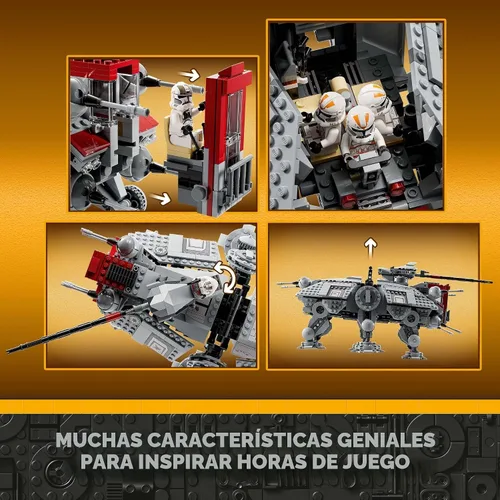 Vista 4 de LEGO Star Wars at-TE Walker 75337 Juguete posable, juego de La venganza de los Sith, regalo para niños con 3 soldados clon 212, araña enana