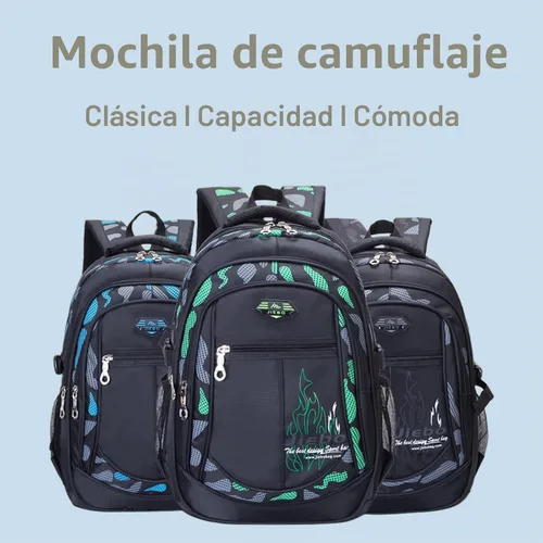 Vista 8 de Bansusu Mochila escolar para niños, de camuflaje, mochila escolar para niños, Estilo B - Azul, Mochilas Daypack