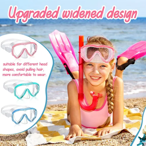 Vista 7 de Yexiya 3 Pack Kid Goggles with Nose Cover Swiming Diving Mask for Kid 3-12 Adjustable Strap Tempered Glass No Leak