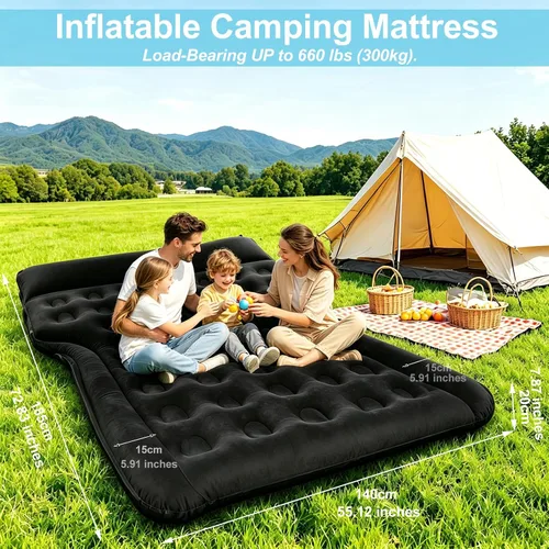 Vista 3 de SUV Air Mattress, Inflatable Car Mattress Full Size Airbed for Trunk Black