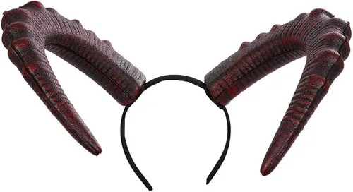 Vista 5 de Diadema gótica de Halloween para cosplay, diadema de cuerno largo de diablos, diadema de carnaval para fiesta