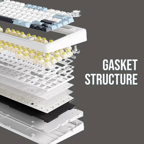 Vista 6 de EPOMAKER x Aula F75 - Teclado mecánico con junta, 75% inalámbrico intercambiable en caliente para juegos con relleno y perilla de cinco capas