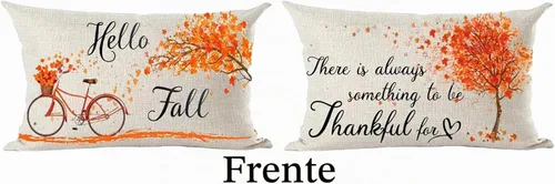 Vista 2 de Ramirar Juego de 2 fundas decorativas de almohada lumbar, diseño de hojas de árbol de arce naranja, para bicicleta, para el hogar, sala de estar