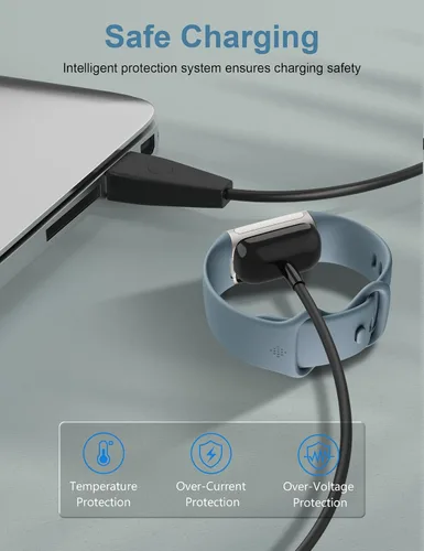 Vista 5 de 1M Reemplazo Fitbit Charge 5 & Luxe Cable de carga con botón de reinicio