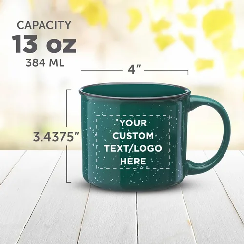 Vista 5 de DISCOUNT PROMOS Tazas de Café de Cerámica Personalizadas para Fogata de 13 oz. Juego de 100, Paquete Personalizado a Granel - Perfecto para Té
