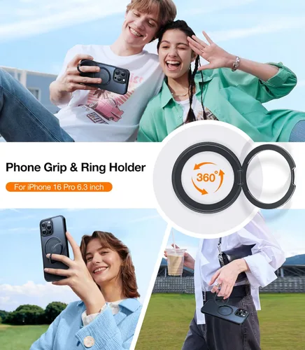 Vista 4 de TORRAS Funda magnética giratoria 360 mejorada para iPhone 16 Pro de 6.3 pulgadas, compatible con MagSafe, funda para teléfono 16 Pro, resistente a