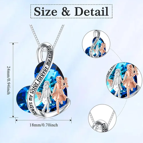 Vista 46 de Collar de plata de ley para hermanas, joyas de cumpleaños para hermanas y amigas