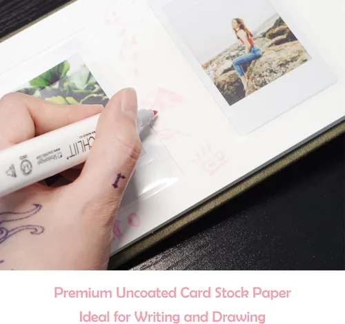 Vista 3 de Mini álbum de fotos de tapa dura de cuero vegano de 3 pulgadas con espacio para escribir, 52 bolsillos, compatible con Fujifilm Instax Mini 11, 9