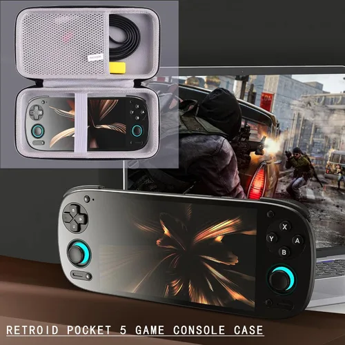 Vista 4 de Estuche de almacenamiento rígido de EVA compatible con Retroid Pocket 5 Retro Handheld Game Console Caja de almacenamiento protectora de viaje