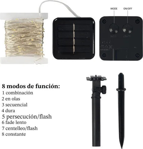 Vista 3 de Dazzle Bright Paquete de 2 luces de cadena solares para exteriores, total de 80 pies, 240 luces LED solares impermeables tipo luces de hadas, 8
