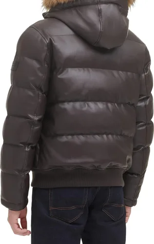 Vista 3 de Tommy Hilfiger Men's Lightweight Quilted Faux Leather Puffer Jacket