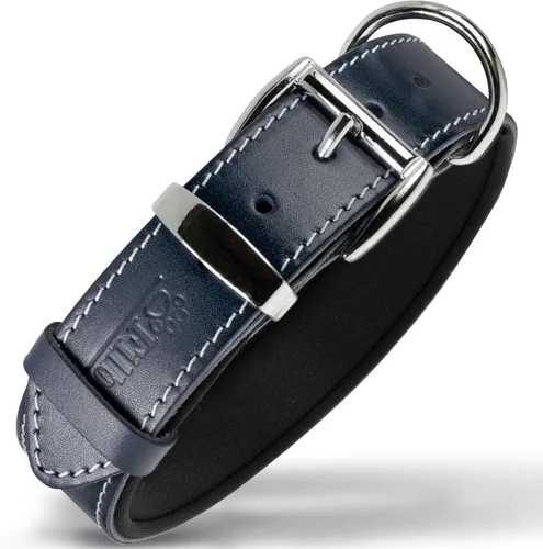 Vista 19 de Filbert Collar de cuero para perro, collar de cuero genuino para perros pequeños, estampado de patas en relieve con hebilla, grano completo curtido