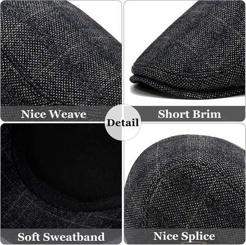 Vista 5 de Happy Cherry Mens Flat Top Newsboy Hat Adjustable Lightweight Cap
