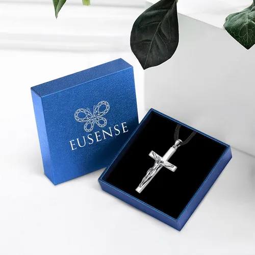 Vista 5 de Eusense Collar con colgante de San MiguelSan CristóbalSan BenitoSan JudaVirgen María MilagrosaCrucifijo de JesúsSan JoséSan Antonio para hombres