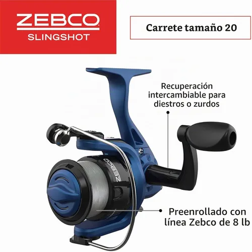 Vista 3 de Zebco - Combo de carrete giratorio y caña de pescar, 2 piezas de caña de fibra de vidrio duradera de luz media, mango cómodo de EVA, preenrollado