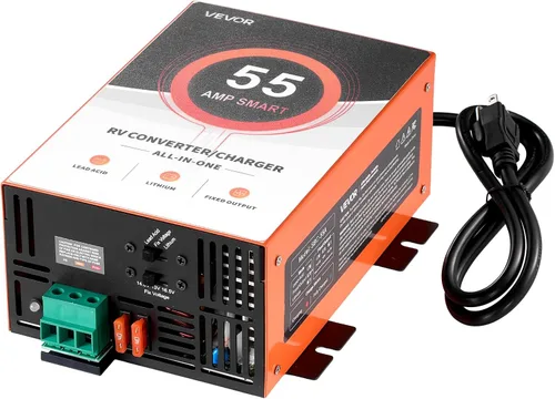Vista 11 de VEVOR Convertidor de energía para RV, 35 Amp, Convertidor de 110V AC a 12V DC para RV, cargador de batería, carga inteligente de 4 etapas, rango