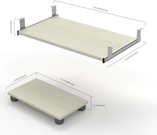 Vista 2 de Bestar Prestige + Bandeja para teclado y soporte para CPU, 27 W, chocolate blanco Ball-bearing drawer slides; Coordinates with other storage