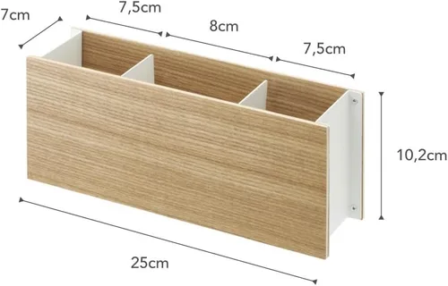 Vista 8 de YAMAZAKI Home Rin Organizador de escritorio, control remoto de TV y soporte para bolígrafos, pequeño, acero + madera