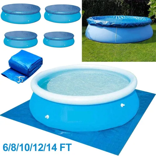 Vista 6 de sportuli Cubierta solar redonda para piscina, duradera a prueba de polvo y lluvia para piscinas inflables familiares (8 pies)