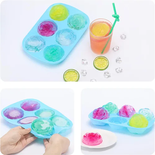 Vista 2 de Moldes de silicona para rosas, 5 paquetes, molde antiadherente para cubitos de hielo de flores de rosas de 6 cavidades para dulces, jabón, cupcakes