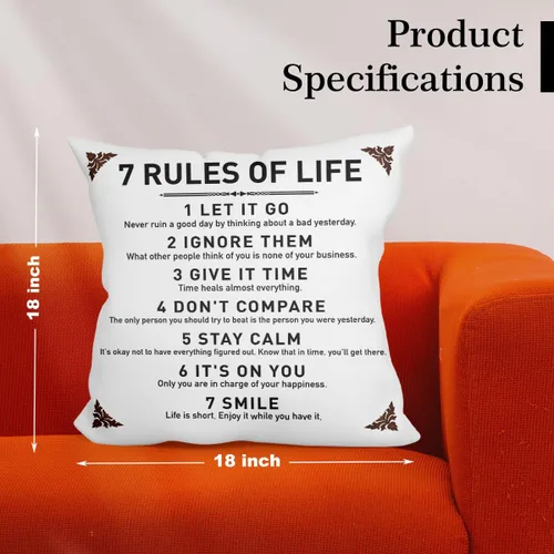 Vista 2 de Fundas de almohada rústicas con citas inspiradoras, 7 reglas de la vida, funda de cojín para sofá, dormitorio, decoración del hogar, regalos