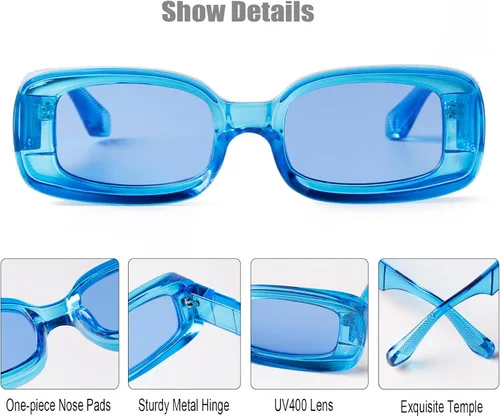 Vista 6 de DQbhzh Gafas de sol rectangulares Y2K de moda para mujeres y hombres gafas de sol retro de los años 90 gafas gruesas y gruesas protección UV400