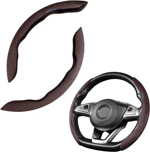 Vista 21 de LoyaForba Funda universal para volante de automóvil, protector universal de cuero segmentado de 15 pulgadas, antideslizante y suave, transpirable