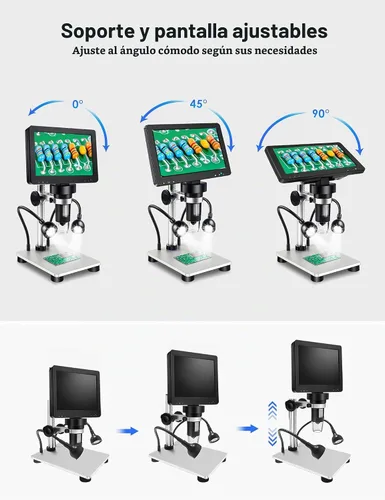 Vista 7 de Microscopio digital LCD de 7 pulgadas 1200X, microscopio Leipan de moneda de 12 MP con pantalla para adultos, microscopio de video 1080P con tarjeta