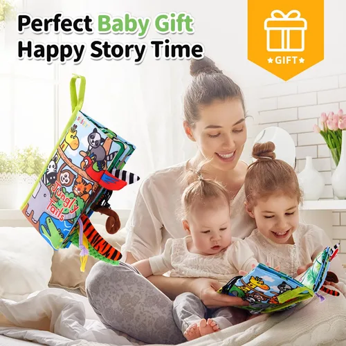 Vista 6 de Jollybaby - Libros arrugados para bebés, juguetes sensoriales de tacto suave y sensación para bebés de 0 a 6 meses, juguetes de tela educativos