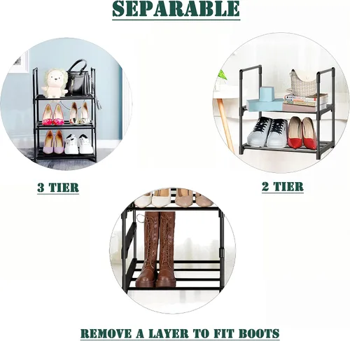 Vista 5 de OYREL Zapatero de metal resistente, organizador de zapatos estrecho, estante de zapatos de 5 niveles para armarios, espacio pequeño