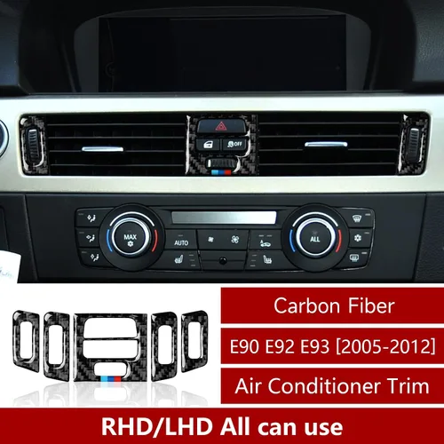 Vista 2 de Adhesivo de fibra de carbono para rejilla de aire acondicionado del panel de la consola central del coche, calcomanía decorativa compatible con BMW