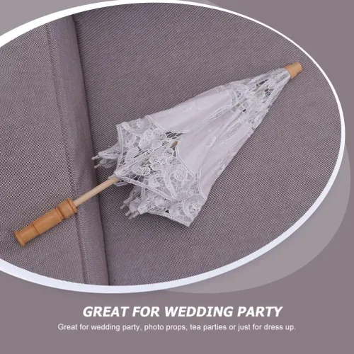 Vista 9 de Toyvian Sombrilla de encaje bordado para boda, paraguas decorativo para fotografía, paraguas chino para disfraces de boda, decoración de cosplay