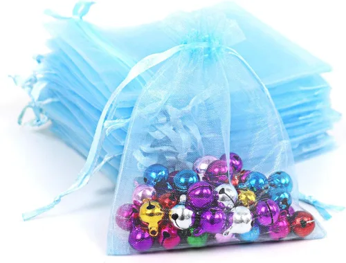 Vista 16 de Lautechco 100 bolsas de organza – 4 x 6 pulgadas, bolsas de regalo de malla beige con cordón para Navidad