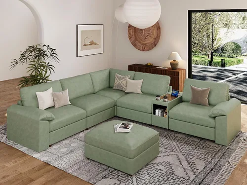 Vista 111 de EASE MOOSE Sofá modular seccional, sofá en forma de U para sala de estar Beige