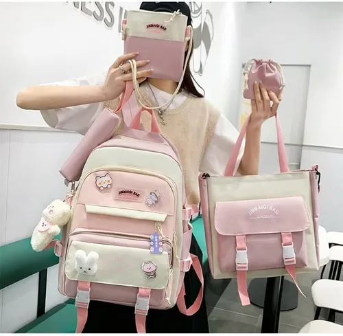 Vista 2 de Mochila Kawaii, juego de mochila Kawaii con botella de agua Kawaii, Rosado